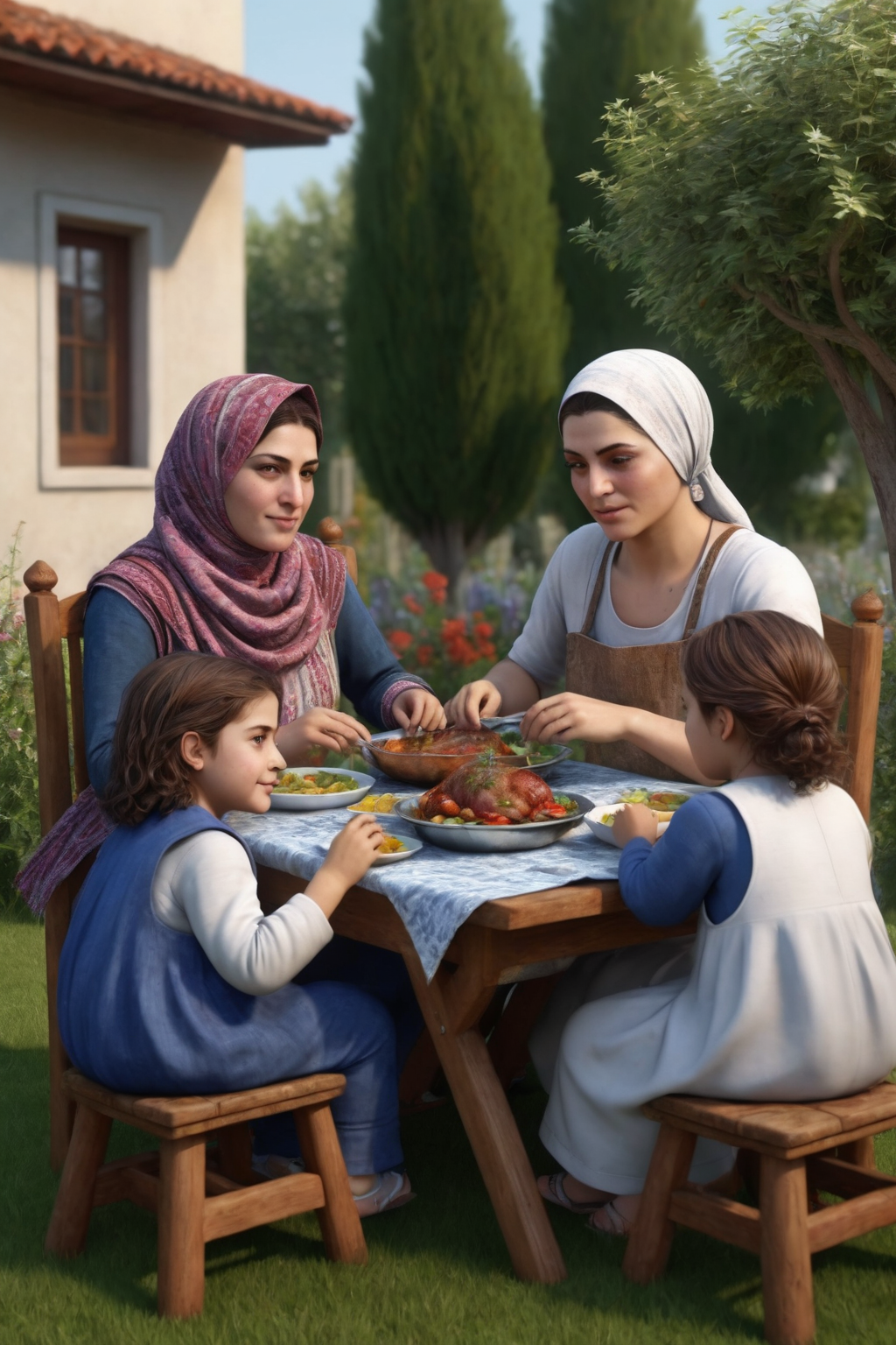 family-of-4-eating-lunch-outside