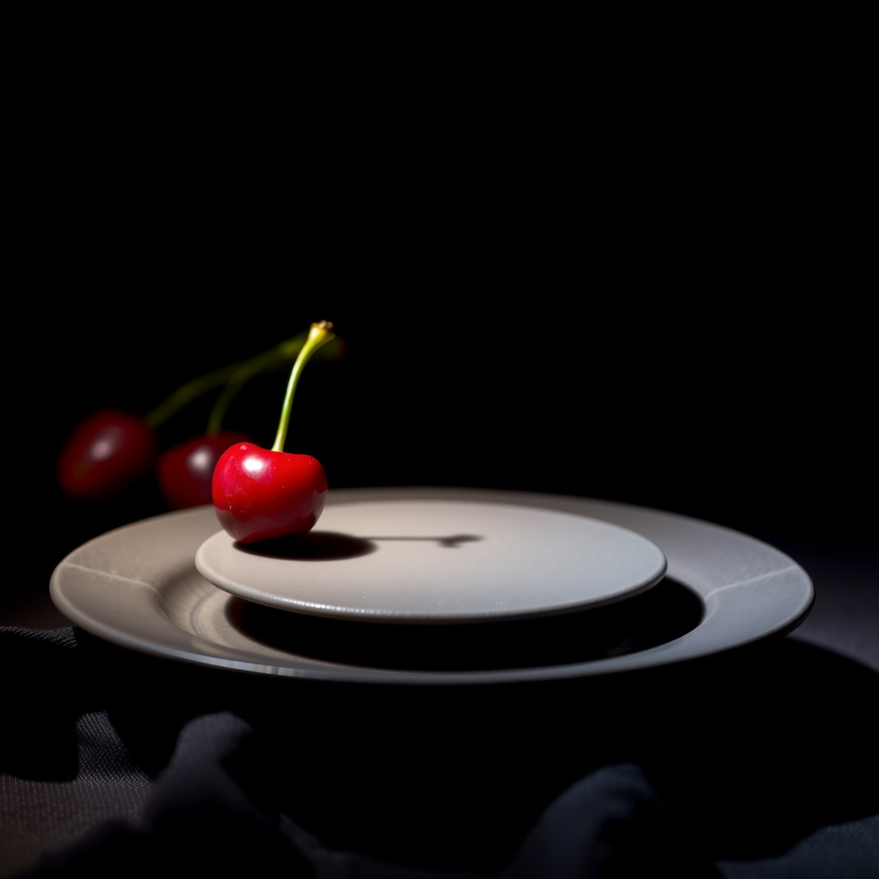 A cherry on a plate