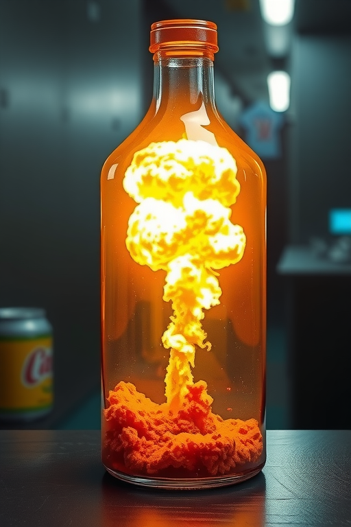 an-explosion-in-a-bottle-on-a-table